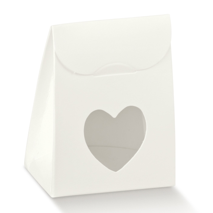 Scatolina per confetti bianca con finestra cuore - Confetti & Bomboniere