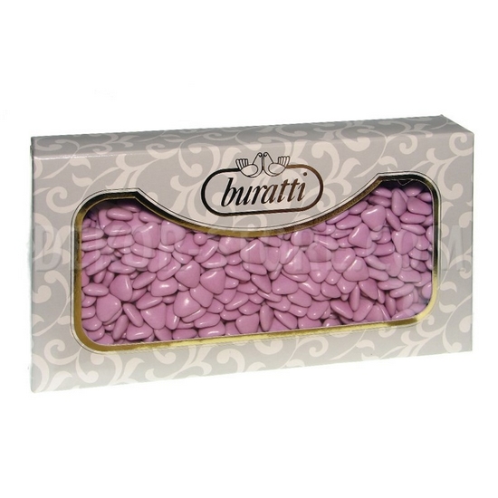 Confetti Buratti cuoricini di cioccolato lilla - Confetti & Bomboniere
