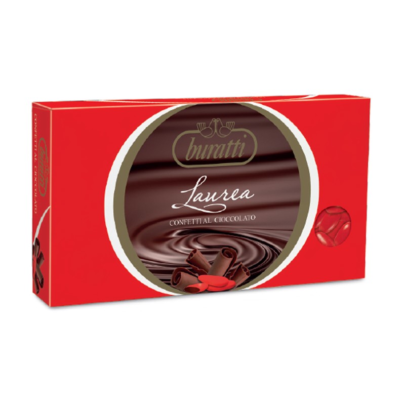 Confetti Buratti al cioccolato fondente rossi per laurea - Confetti &  Bomboniere