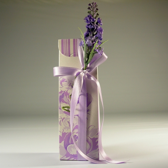 Scatolina Portaconfetti Lilla Con Lavanda Confetti Bomboniere