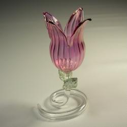 Bomboniera fiore rosa in vetro soffiato 1