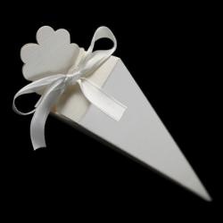 Cono portaconfetti seta bianco 2
