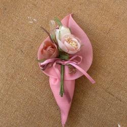 Sacchetto per confetti cono organza con mazzolino 2