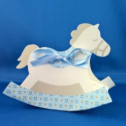 Portaconfetti battesimo nascita bimbo cavallino azzurro 1