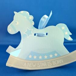 Scatolina portaconfetti cavallino star azzurro nascita battesimo 2