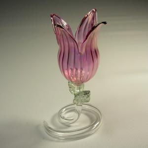 Bomboniera fiore rosa in vetro soffiato