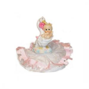 Cake topper bimba con cicogna