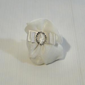 Portaconfetti mini puffo bianco con fibbietta e nastro bianco