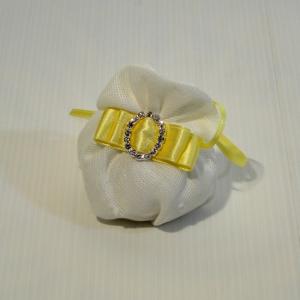 Portaconfetti mini puffo giallo con fibbietta